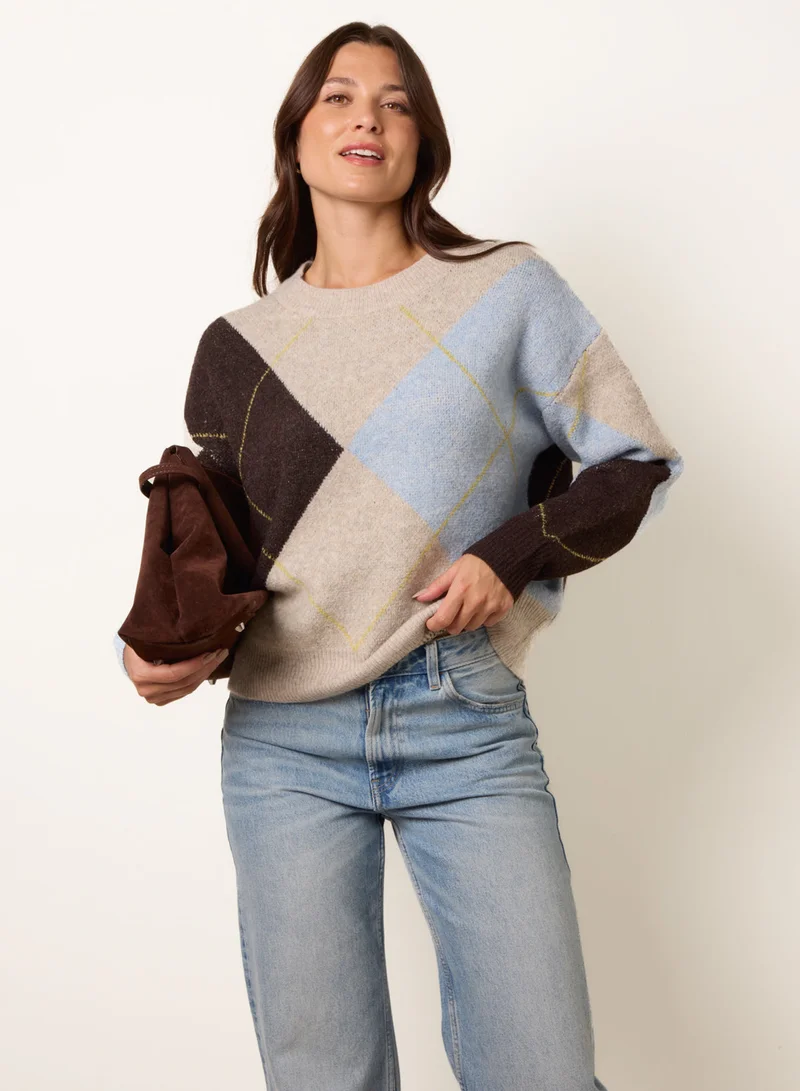 Blue Vanilla Argyle Knit Jumper