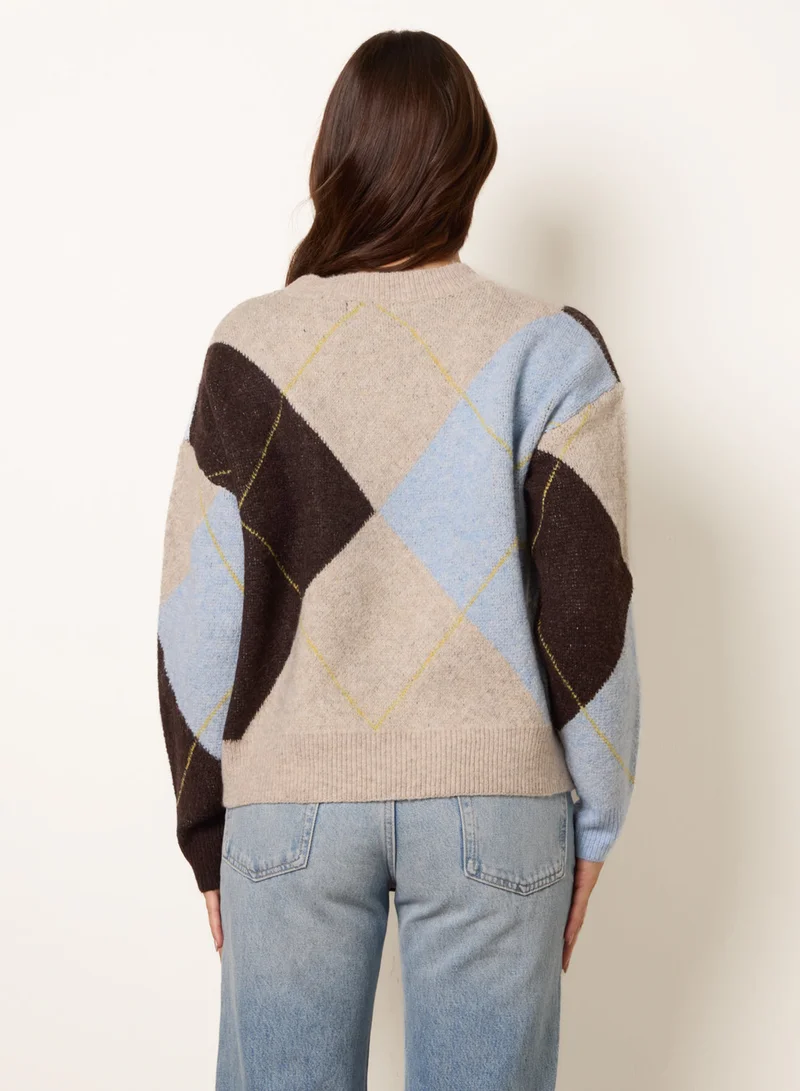 Blue Vanilla Argyle Knit Jumper
