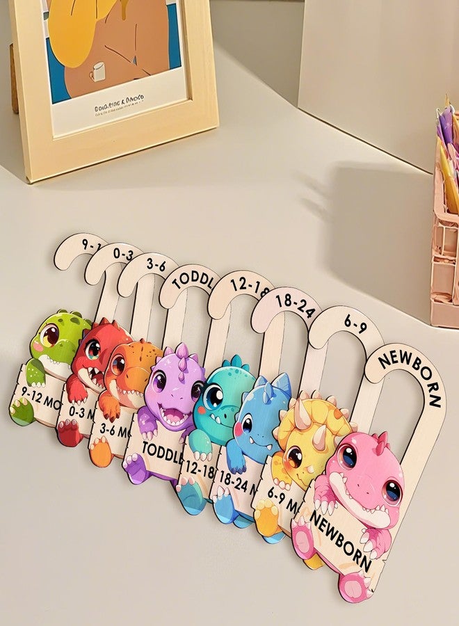 MCIAONE Baby Clothes Dividers for Closet - Wooden Baby Size Closet Dividers Newborn to 24 Months, Unique Dinosaur Design Babies Clothes Organizer for Nursery Decor Gender-Neutral Newborn Hangers (Set of 8) - Image 5