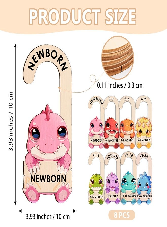MCIAONE Baby Clothes Dividers for Closet - Wooden Baby Size Closet Dividers Newborn to 24 Months, Unique Dinosaur Design Babies Clothes Organizer for Nursery Decor Gender-Neutral Newborn Hangers (Set of 8) - Image 2