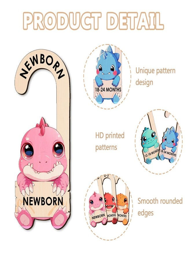 MCIAONE Baby Clothes Dividers for Closet - Wooden Baby Size Closet Dividers Newborn to 24 Months, Unique Dinosaur Design Babies Clothes Organizer for Nursery Decor Gender-Neutral Newborn Hangers (Set of 8) - Image 3