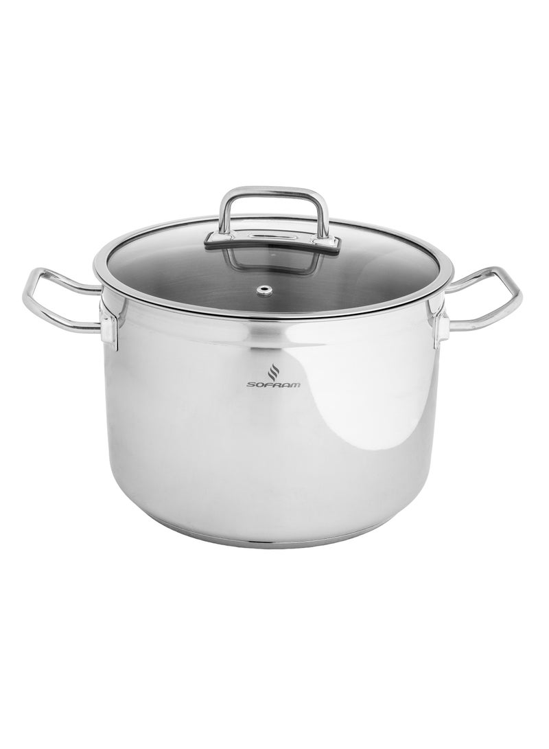 سوفرام قدر طبخ عميق سوفرام استيل تركي غطاء زجاج مقاس 28 سم - Image 2