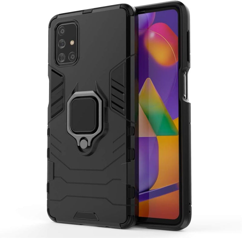 مايجين متوافق مع حافظة Samsung Galaxy M31S، حلقة معدنية للمقبض وحامل صدمات مقاوم للصدمات (يعمل مع حامل السيارة المغناطيسي) غطاء متين مزدوج الطبقة (أسود) - Image 5