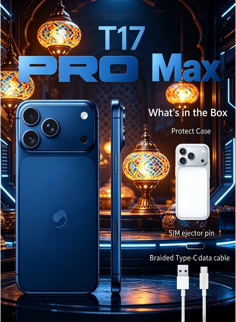 CCIT T17 Promax Smartphone, 16GB RAM, 1TB Storage, 6.8-inch HD Display, 5G Network, 6000mAh Battery -Blue - Image 4