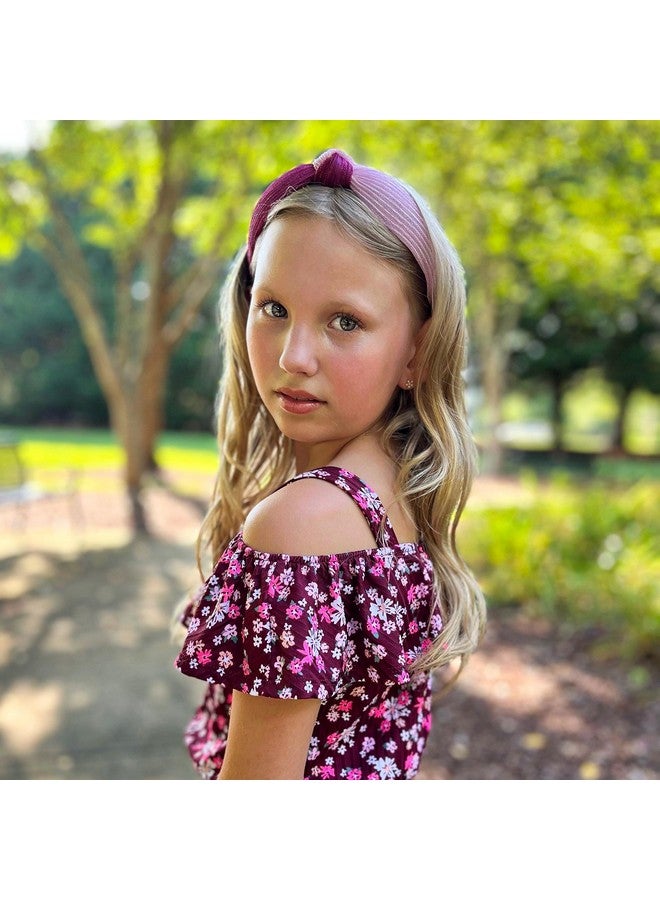 FROG SAC FROG SAC 3 Top Knot Headbands for Girls, Cute Knotted Headband Pack, Two Tone Hair Accessories in Blue, Pink, Purple, Boho Fashion Headbands for Kids Ages 5-12 - Image 2