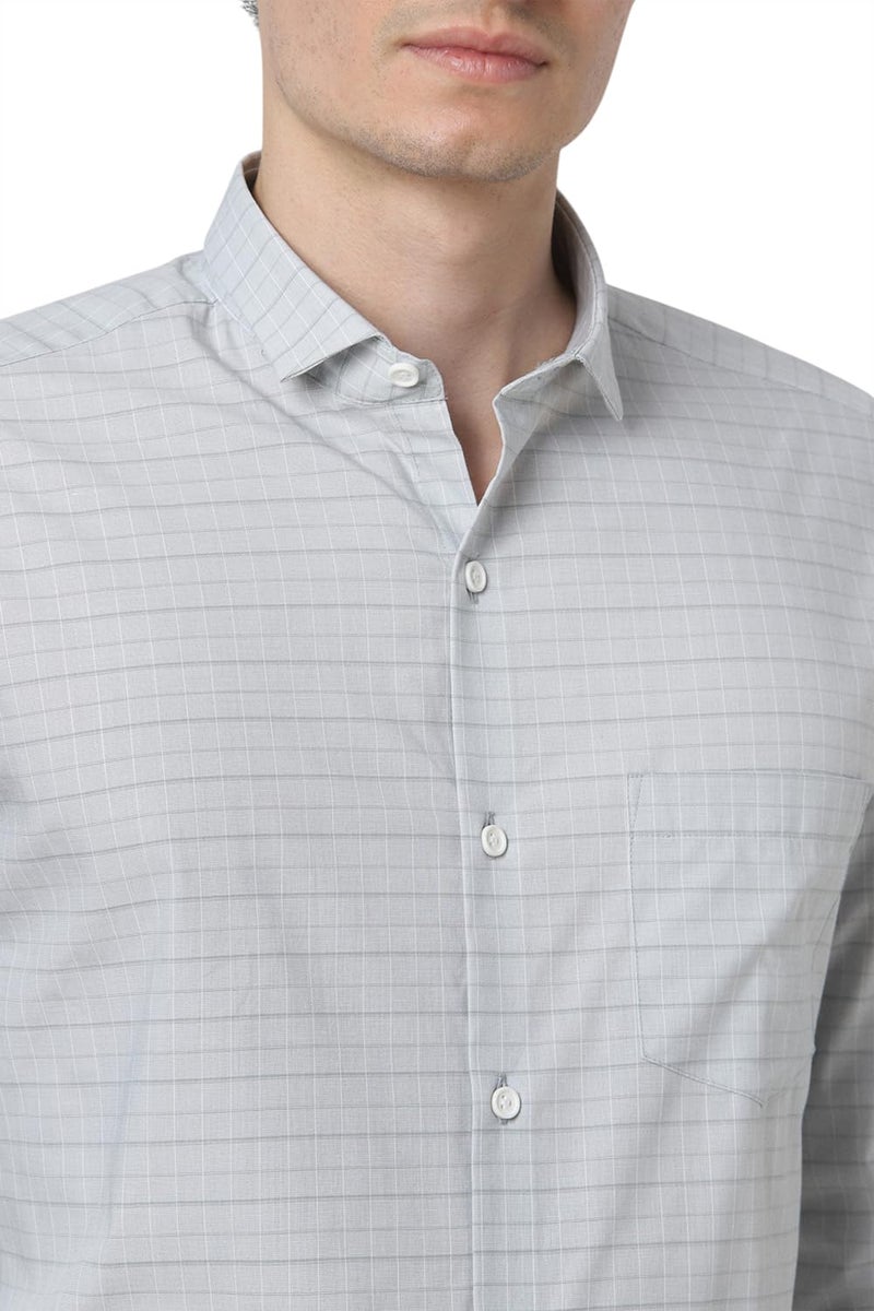 Peter England Men Grey Slim Fit Shirt - Image 4