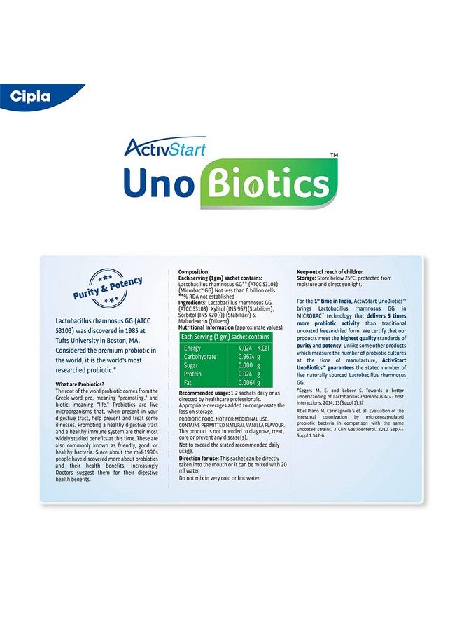 Cipla Activstart Unobiotics With Probiotic Activity | Helps Build Immunity | Probiotics for Adults - 10 Sachets - Image 4