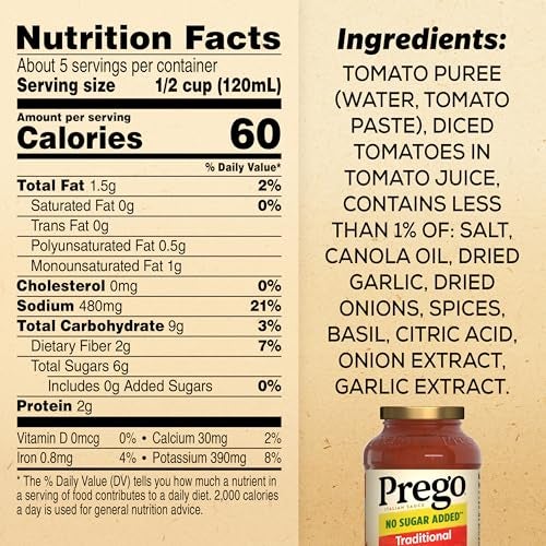 Prego Traditional No Sugar Added Pasta Sauce, 23.5 Oz Jar - Image 2