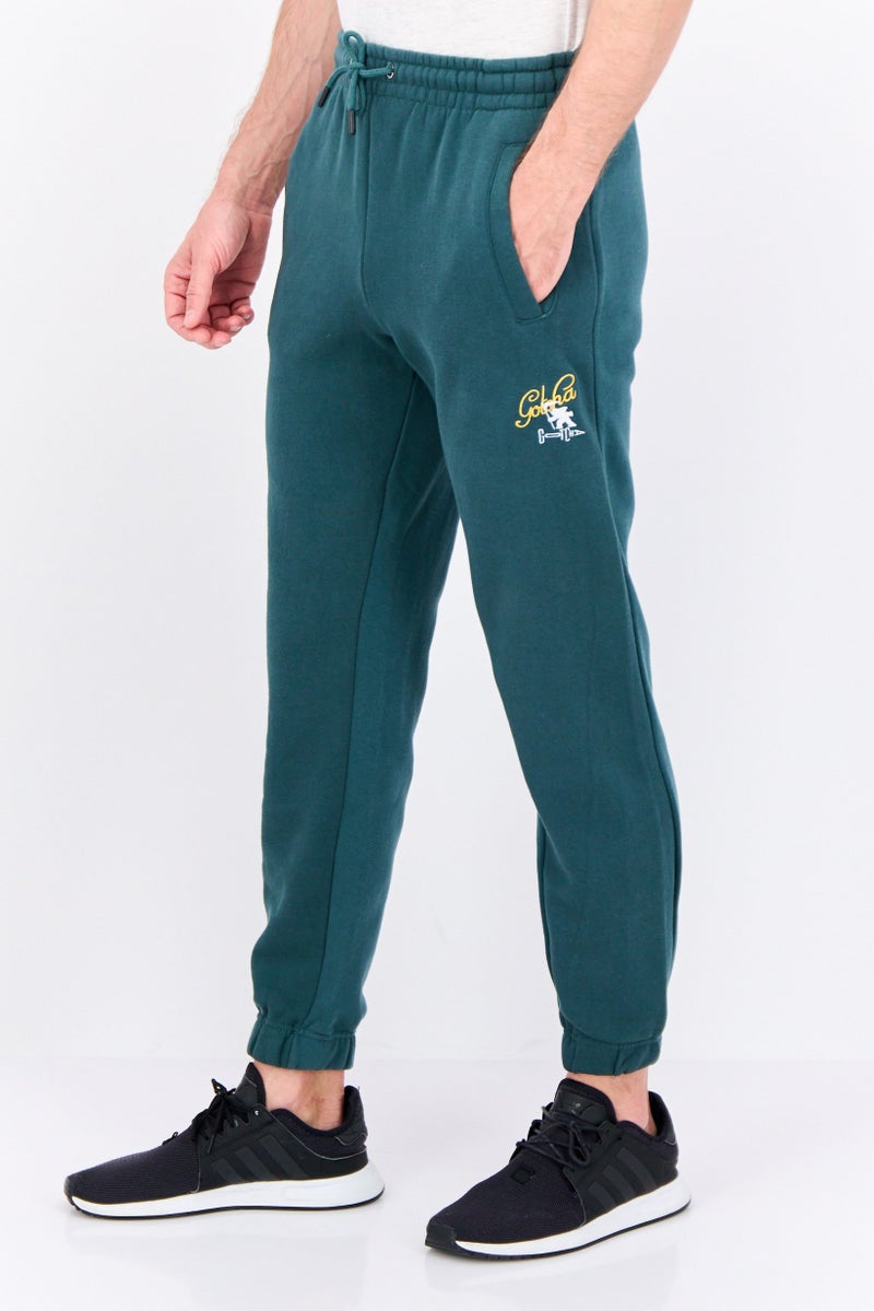 Gotcha سروال جوجر مزين بشعار للرجال بقصة عادية، أخضر - Image 2