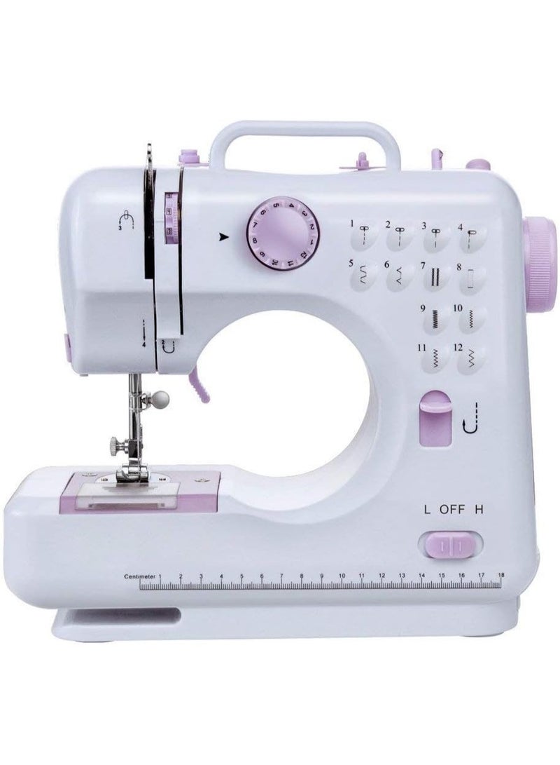 Mini Sewing Machine for Beginner, Portable Sewing Machine, 12 Built-in Stitches Small Sewing Machine Double Threads and Two Speed Multi-function Mending Machine with Foot Pedal for Kids,Women (Purple) - Image 1