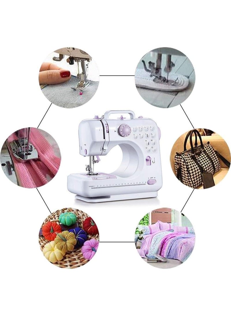 Mini Sewing Machine for Beginner, Portable Sewing Machine, 12 Built-in Stitches Small Sewing Machine Double Threads and Two Speed Multi-function Mending Machine with Foot Pedal for Kids,Women (Purple) - Image 5