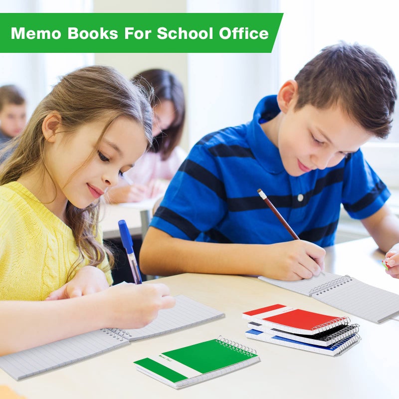 Thenshop 100 Pads Spiral Memo Pads Bulk 3 x 5 Inch Small Pocket Notepad Top Bound Lined 60 Sheets Mini Notebooks for School College Office Home Supplies (Black,Green,Dark Blue,Red) - Image 3