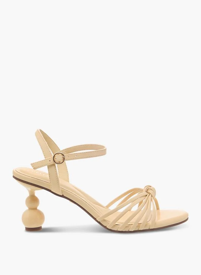 Celeste YELLOW Women Stylised Heel Ankle Strap Sandals for Women | Best Price UAE