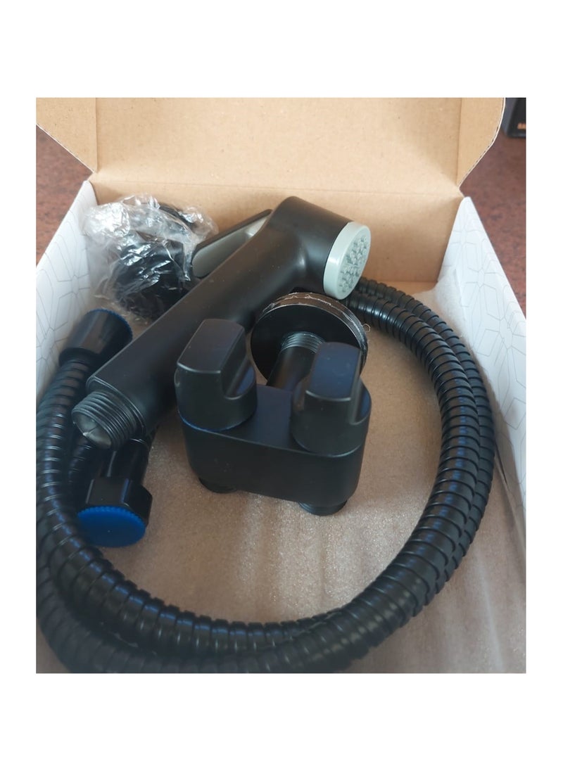 2-way 2-handle angle valve, black, with external bidet for bathroom