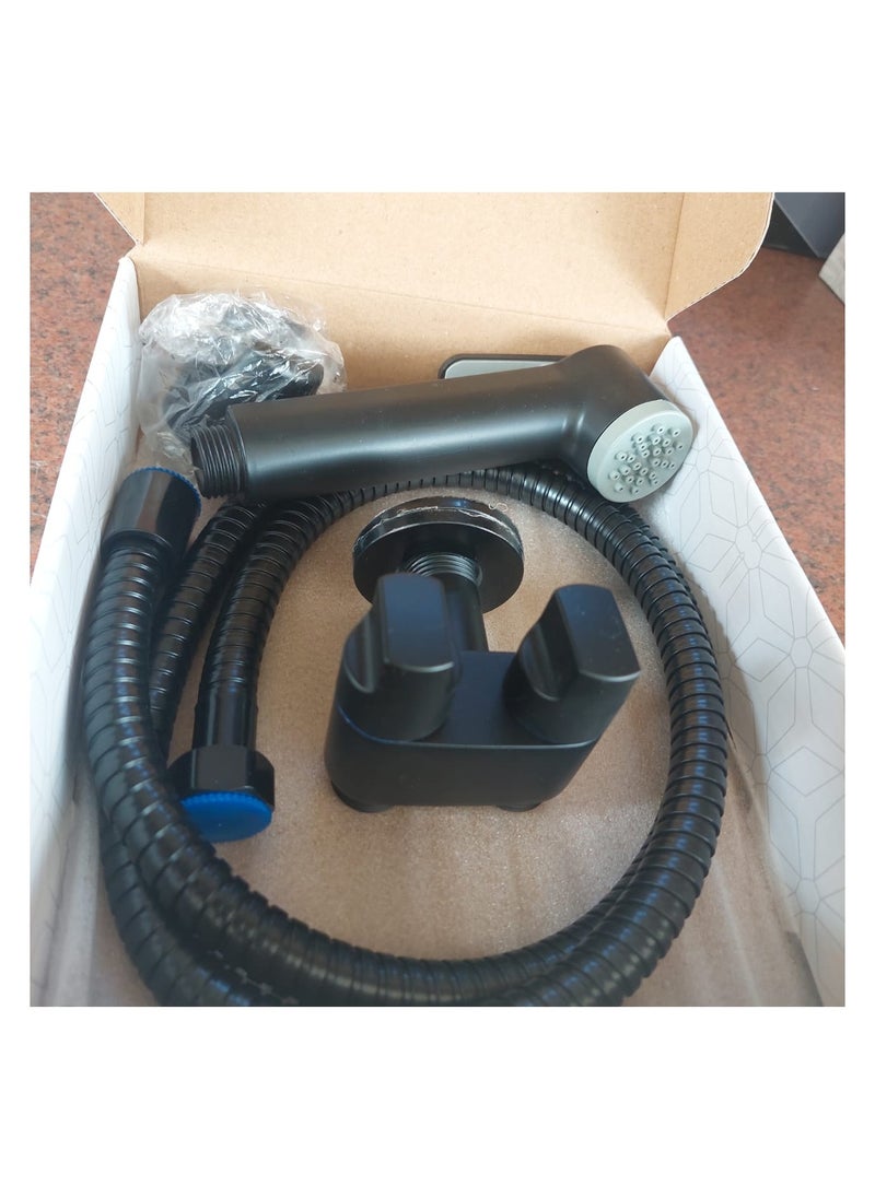 2-way 2-handle angle valve, black, with external bidet for bathroom