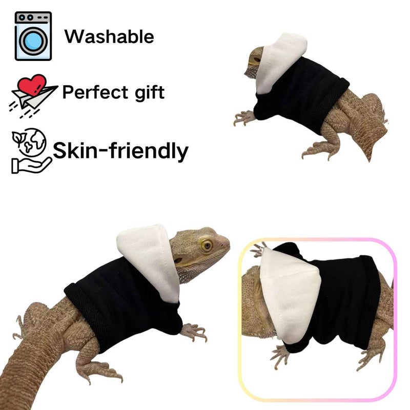TTMIMIK Bearded Dragons Hoodie & Sweater - Handmade Adjustable Sweater Reptile Jacket Shirt for Skin Protection Small Animal Costume Apparel for Lizard Bearded Dragon Guinea Pig Ferret (Black) - Image 3