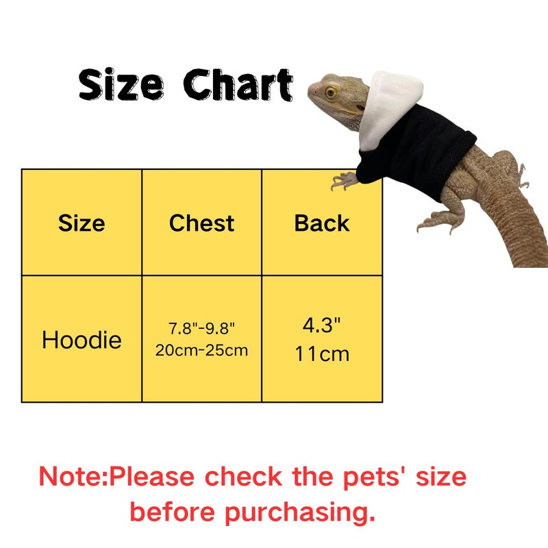 TTMIMIK Bearded Dragons Hoodie & Sweater - Handmade Adjustable Sweater Reptile Jacket Shirt for Skin Protection Small Animal Costume Apparel for Lizard Bearded Dragon Guinea Pig Ferret (Black) - Image 2