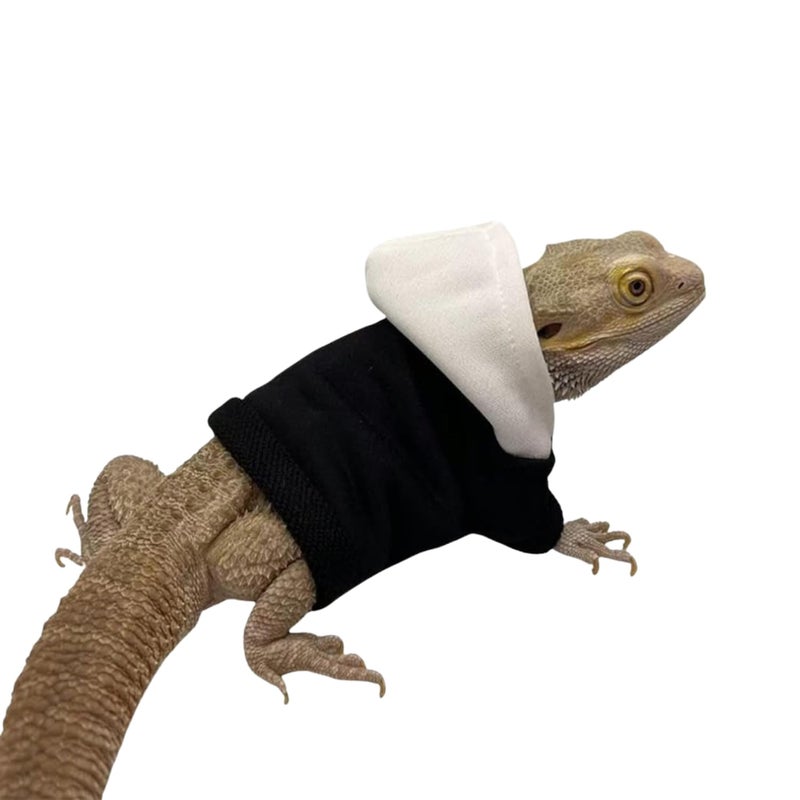TTMIMIK Bearded Dragons Hoodie & Sweater - Handmade Adjustable Sweater Reptile Jacket Shirt for Skin Protection Small Animal Costume Apparel for Lizard Bearded Dragon Guinea Pig Ferret (Black) - Image 1