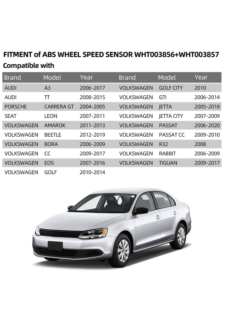 ABS Wheel Speed Sensor, Front Left and Right 2pcs/set, OE WHT003856 WHT003857 Compatible with Audi(A3 TT),Porsche(Carrera GT),SEAT(Leon),Volkswagen Wheel Speed Sensor
