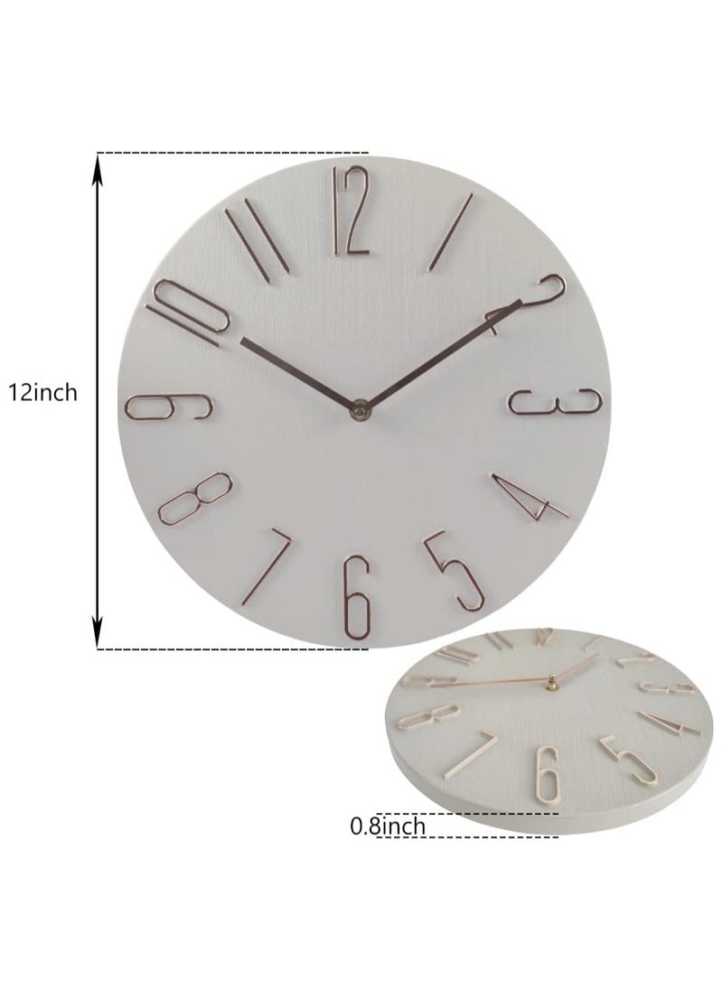 12 Inch Unique Design Round Wall Clock with Fashion Three-dimensional Figures, Aesthetic Art Deco Wall Clock for Living Room Decor, Modern Wall Clock with Accurate and Easy to Read (Light)