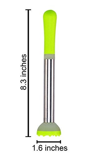 Cuisinox Professional Stainless Steel Cocktail Muddler with Rubber Handle Green 8.5" - Image 3