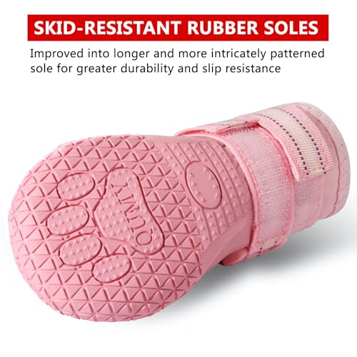 QUMY Dog Shoes for Large Dogs, Medium Dog Boots & Paw Protectors for Winter Snowy Day, Summer Hot Pavement, Water-Resistant in Rainy Weather, Outdoor Walking, Indoor Hardfloors Skid-Resistant Sole - Image 5