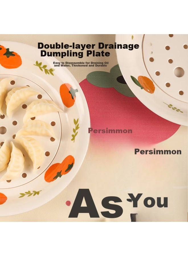 Star Square Xingfang Circular Dumpling Plate, Double-layer Draining Plate, Household Dumpling Plate, Melamine Food-grade, Large Orange Italian Style 203570 - Image 5