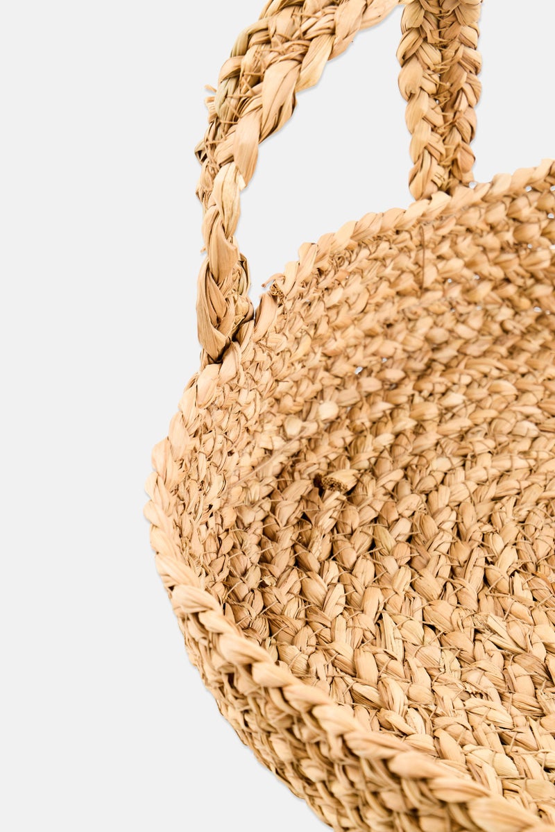 Muy Mucho Oval Rush Serving Trays with Handles, Tan - Image 3