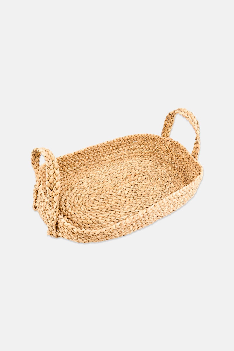 Muy Mucho Oval Rush Serving Trays with Handles, Tan - Image 1