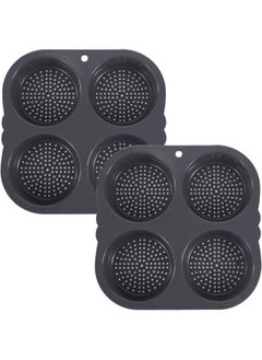 Cross-border New Four-hole Hamburger Mold Non-stick Silicone Round High Temperature Resistant Household Toast Hamburger Mold-Specifications:165g-Color:Red