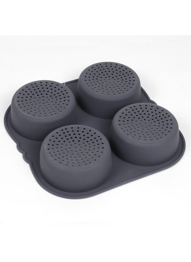 Generic - Cross-border New Four-hole Hamburger Mold Non-stick Silicone Round High Temperature Resistant Household Toast Hamburger Mold-Specifications:165g-Color:Red - Image 1
