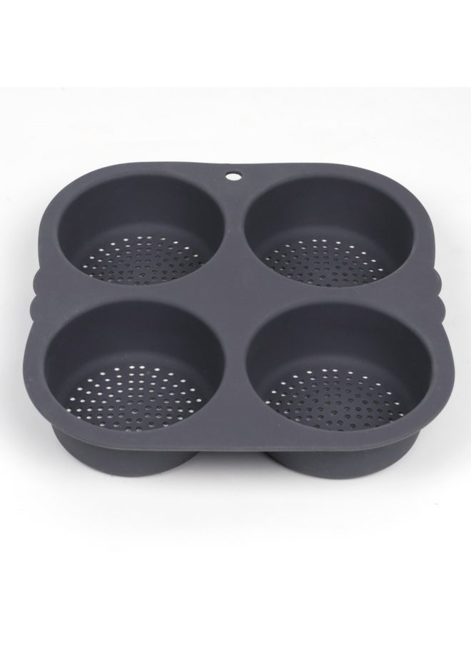 Generic - Cross-border New Four-hole Hamburger Mold Non-stick Silicone Round High Temperature Resistant Household Toast Hamburger Mold-Specifications:165g-Color:Red - Image 1