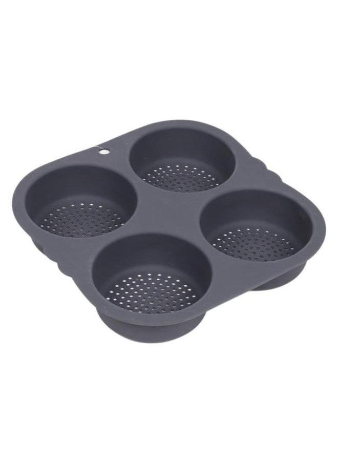 Generic - Cross-border New Four-hole Hamburger Mold Non-stick Silicone Round High Temperature Resistant Household Toast Hamburger Mold-Specifications:165g-Color:Red - Image 1
