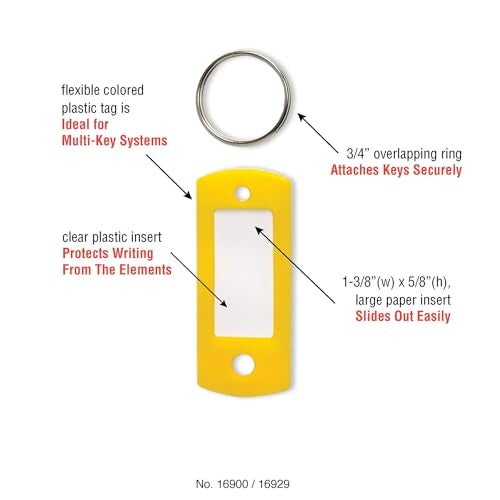 Lucky Line Flexible Colored Plastic Key Tag with 3/4" Split Ring, in Assorted Colors, 12 Pack (16929) - Image 5