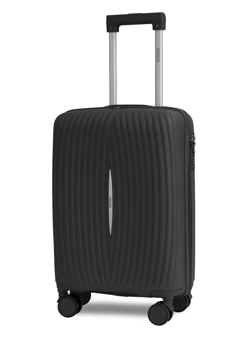 PARAJOHN Para 20-Inch Small PP Hard Case Cabin Luggage Trolley Bag – 10kg Capacity, 8 Spinner Wheels & Lock, Dark Grey