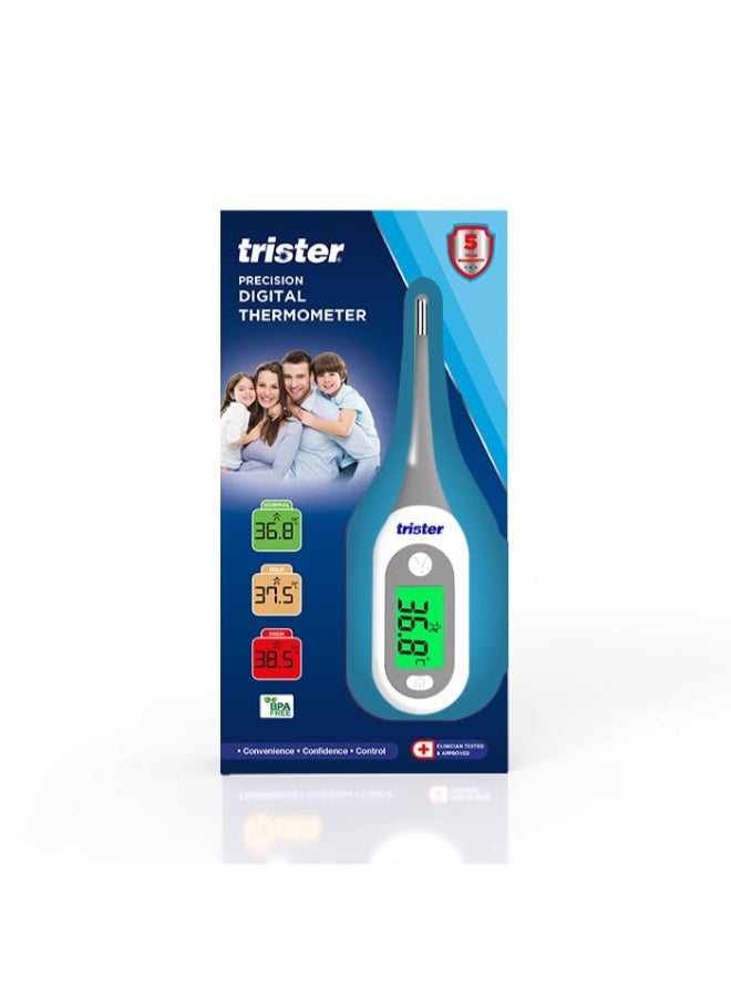 trister Precision Digital Thermometer TS-222TPD — 16-Seconds Fast Reading, LCD Backlit Display, Fever Alarm & Memory Function — Oral + Rectal + Underarm Thermometer, 1 Pcs - Image 4