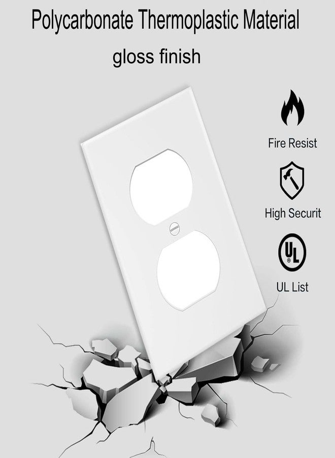 ZEFTV Duplex Wall Plates 1-Gang Switch Outlet Electrical Cover Plate Unbreakable Thermoplastic Faceplate for Light Receptacle Outlet Switch, White (4 Pack) - Image 2