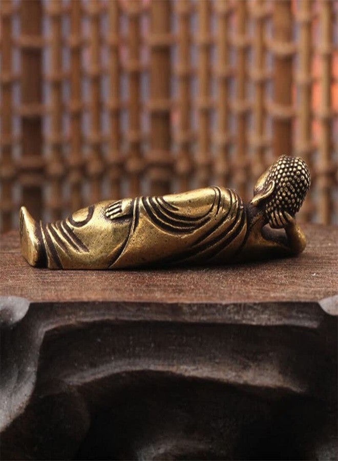 Acxico 1Pcs Solid Pure Brass Buddha Small Ornament Figurines Antique Copper Guanyin Sleeping Buddha Statue Desk Decorations Home Decor Craft - Image 4