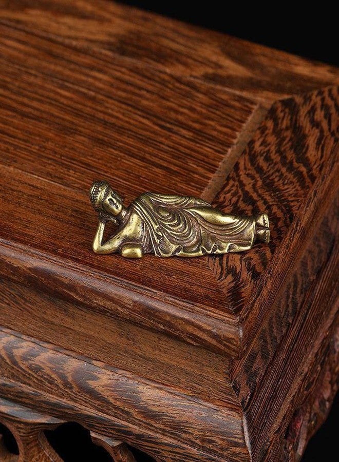 Acxico 1Pcs Solid Pure Brass Buddha Small Ornament Figurines Antique Copper Guanyin Sleeping Buddha Statue Desk Decorations Home Decor Craft - Image 2