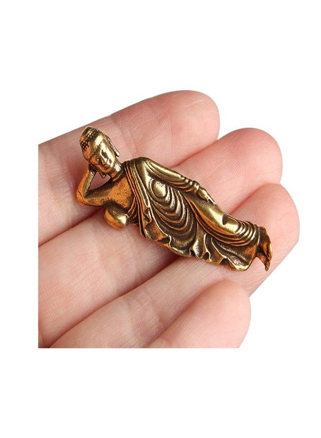 Acxico 1Pcs Solid Pure Brass Buddha Small Ornament Figurines Antique Copper Guanyin Sleeping Buddha Statue Desk Decorations Home Decor Craft - Image 1
