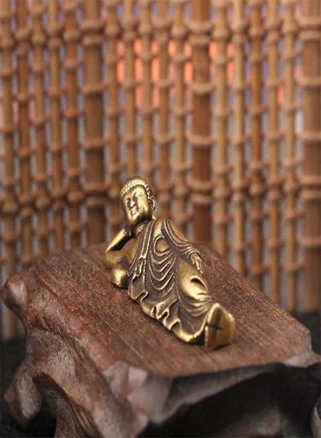 Acxico 1Pcs Solid Pure Brass Buddha Small Ornament Figurines Antique Copper Guanyin Sleeping Buddha Statue Desk Decorations Home Decor Craft - Image 3