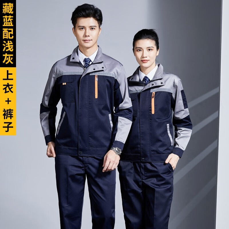 Work clothes suit men's and women's long-sleeved spring and autumn durable work factory men's and women's work clothes auto repair clothes welding clothes labor protection clothes - Image 1