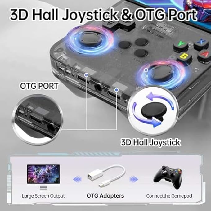 R36S RETRO GAME CONSOLE, 3.5 INCH IPS SCREEN, 128 GB MEMORY, 40,000 PRE-INSTALLED GAMES, PORTABLE HANDHELD CONSOLE FOR CHILDREN AND ADULTS, MULTI-EMULATOR SUPPORT, BLACK - Image 5