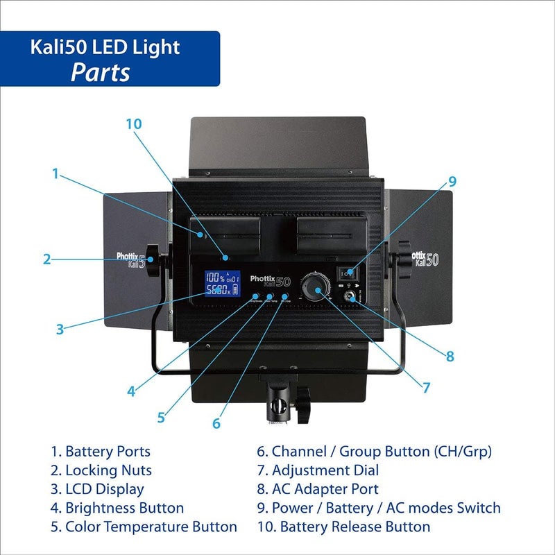 Phottix Kali50 LED Light with Remote Control and Adjustable Color Temperature - Image 5