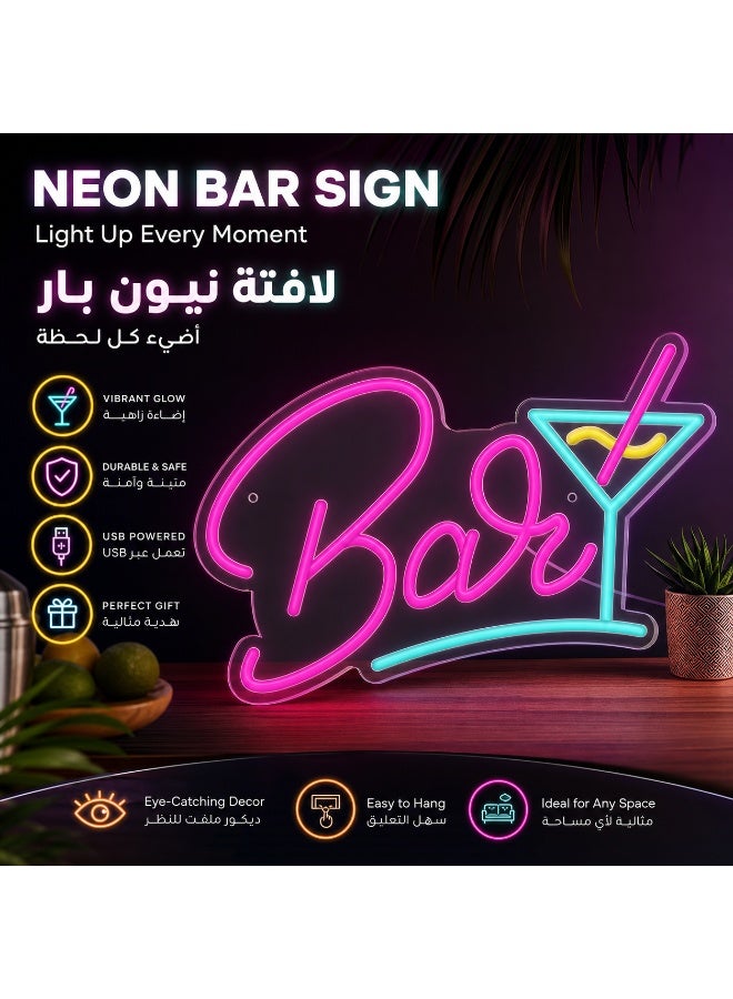 لوحة نيون بار LED تعمل بمنفذ USB - ديكور رومانسي للبار المنزلي وغرفة الألعاب والحفلات، إضاءة موفرة للطاقة وهدية مثالية للرجال. - Image 1