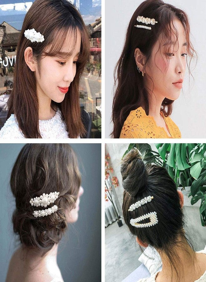 HRBS PEARL HAIR PINS FOR HAIR STYLING HAIR CLIPS PINS BARRETTE TIES HAIR FOR WOMEN GIRLS, ELEGANT HANDMADE FASHION HAIR ACCESSORIES PEARL HAIR CLIP/HAIRPINS FOR PARTY JEWELRY- 5 PCS - Image 2
