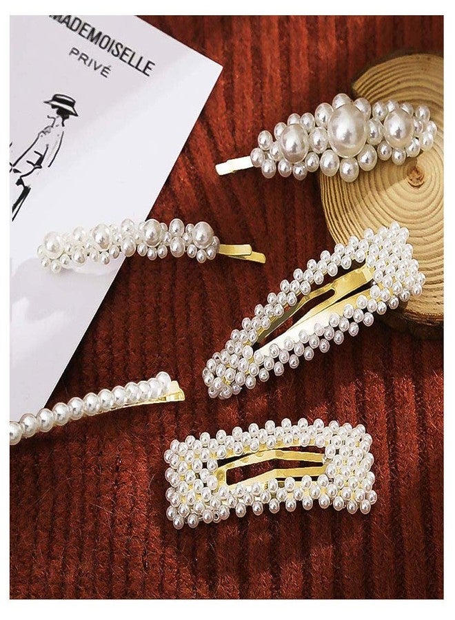 HRBS PEARL HAIR PINS FOR HAIR STYLING HAIR CLIPS PINS BARRETTE TIES HAIR FOR WOMEN GIRLS, ELEGANT HANDMADE FASHION HAIR ACCESSORIES PEARL HAIR CLIP/HAIRPINS FOR PARTY JEWELRY- 5 PCS - Image 3