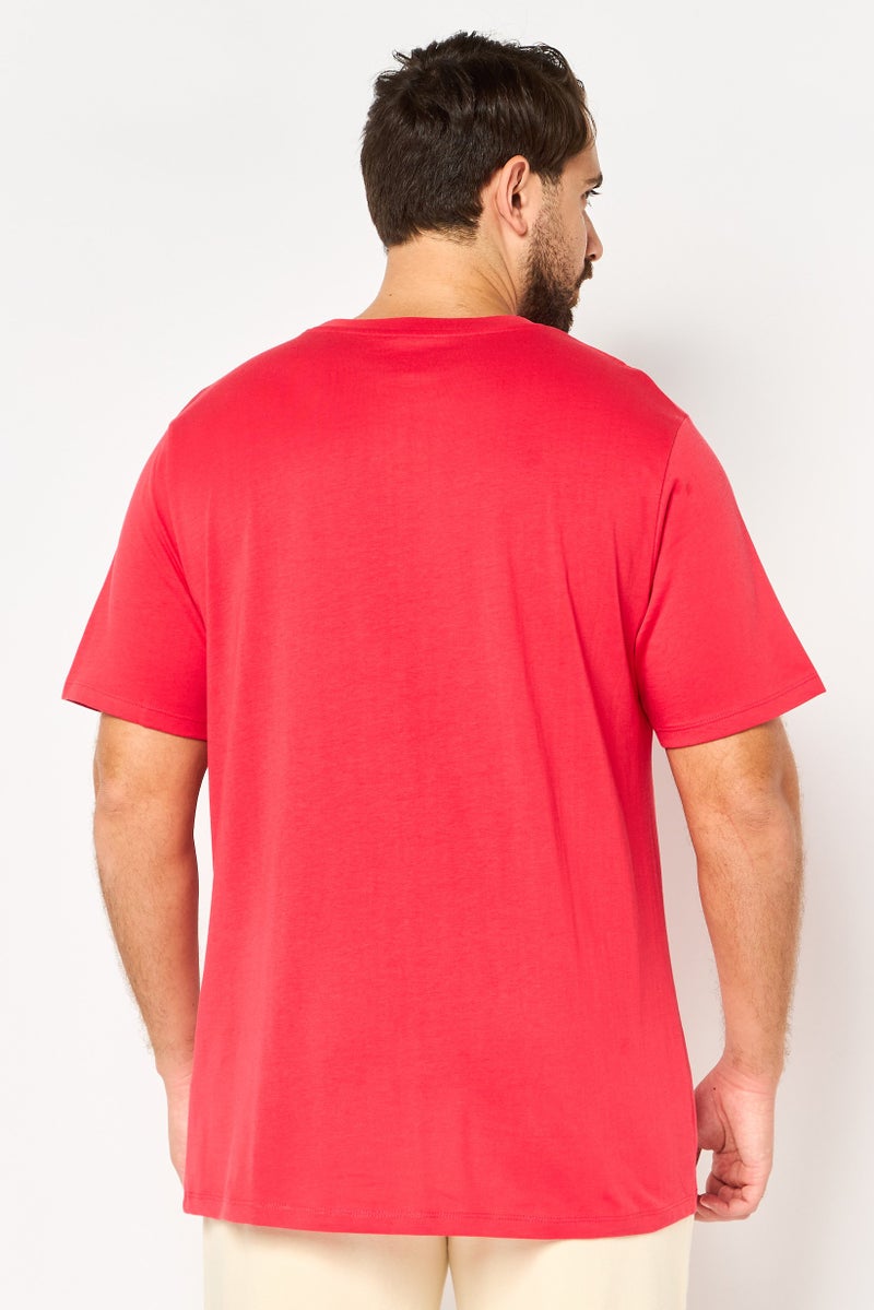 Reebok Men Sportswear Fit Short Sleeve Outdoor T-Shirt, Red - Image 4
