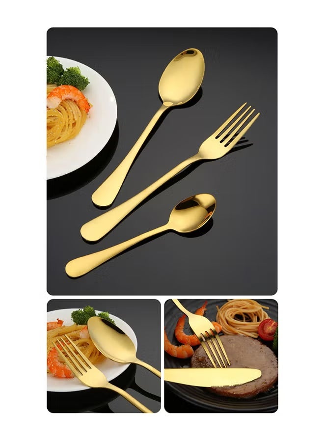 Sunspire 16 Piece Stainless Steel Cutlery Set, Gold Kitchen Utensils Set, Home Kitchen Restaurant Hotel Party Picnic Cutlery Set Gold - Image 5