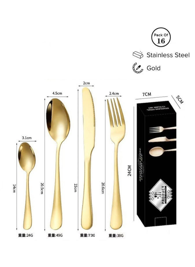 Sunspire 16 Piece Stainless Steel Cutlery Set, Gold Kitchen Utensils Set, Home Kitchen Restaurant Hotel Party Picnic Cutlery Set Gold - Image 3